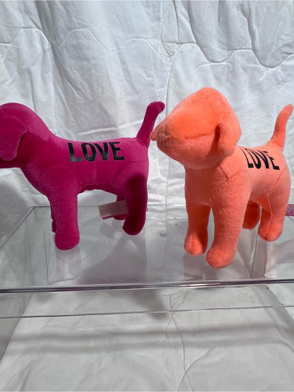 PINK Victoria's Secret Plush 'LOVE' Dog Toy Duo - Hot Pink & Neon Orange